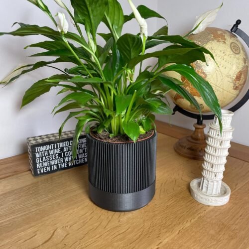 Mid-Century Ribbed Planter 11cm | Custom colours | Stylish design | Hidden drip tray | Two-Tone | Home Decor | Indoor Planter