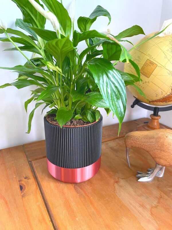 Mid-Century Ribbed Planter 11cm | Custom colours | Stylish design | Hidden drip tray | Two-Tone | Home Decor | Indoor Planter