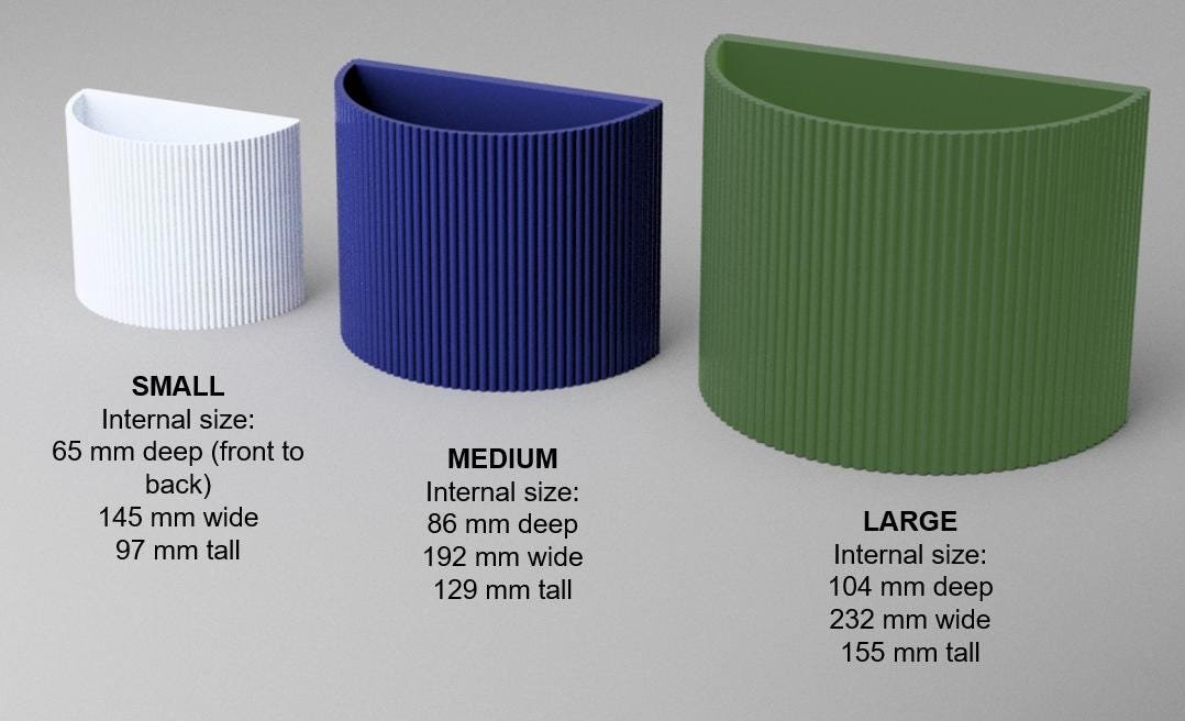 Ribbed wall mounted planter | Hidden wall mount and drip tray | Stylish design | Custom Colours