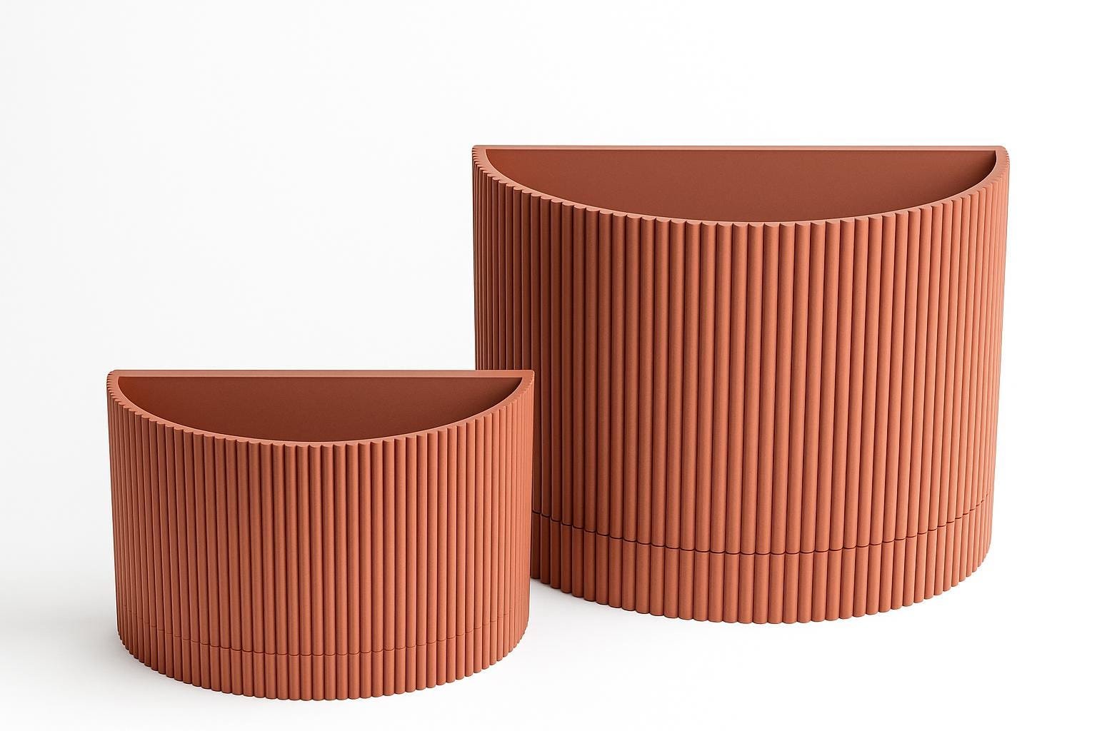 Ribbed wall mounted planter | Hidden wall mount and drip tray | Stylish design | Custom Colours
