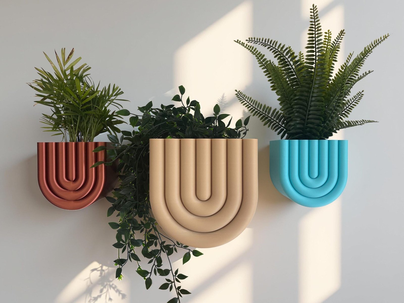 Wall Mounted U-Shape Plant Pot in Custom Colours | Stylish design | Hidden Drip Tray & Removable planting basket