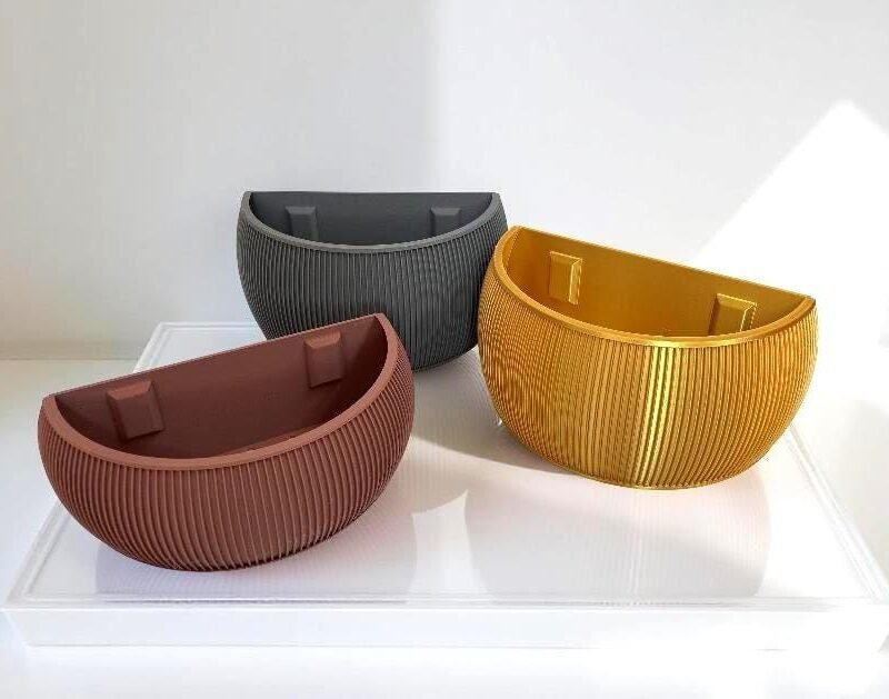 il_fullxfull.7059282327_le1l.jpg Wall mounted planter | Custom Colours | Hanging planter | Hidden wall mount | Stylish design | Optional Drainage Slots |