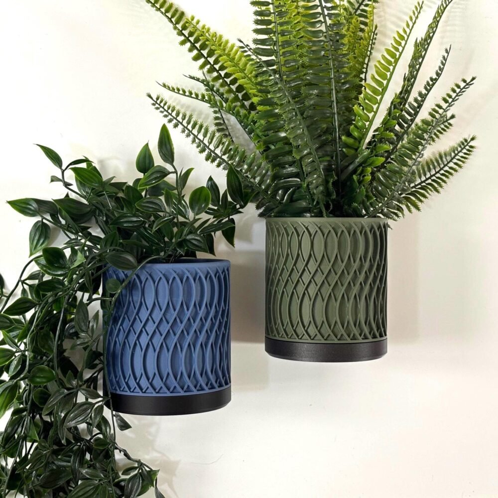 il_fullxfull.7072373212_i7g1.jpg Wave Pattern Wall Mounted Planter with Hidden Drip Tray and Concealed Wall Mount – Sleek, Customizable Minimalist Design Home Decor