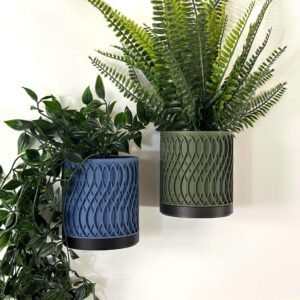 Wave Pattern Wall Mounted Planter with Hidden Drip Tray and Concealed Wall Mount – Sleek, Customizable Minimalist Design Home Decor