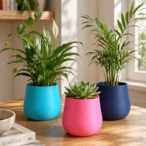 3D Printed Colorful Planter: Bulbous Indoor Plant Pot, Modern Decor