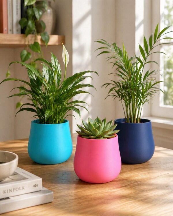 image_01 3D Printed Colorful Planter: Bulbous Indoor Plant Pot, Modern Decor
