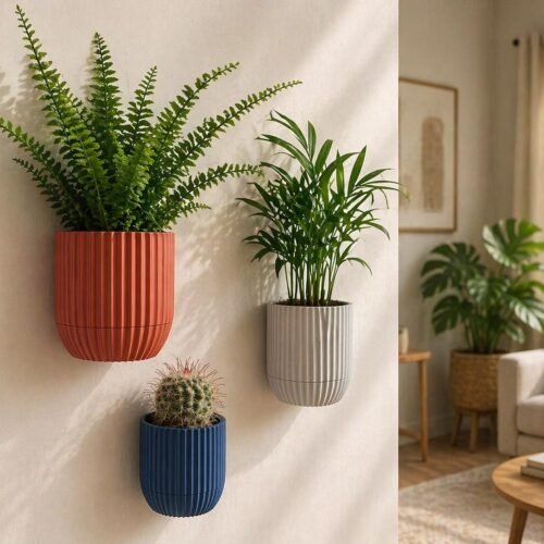 image_01 Modern Wall-Mounted Planter with Hidden Drip Tray - Custom Colour Plant Pot