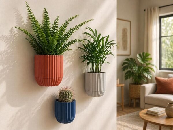 image_01 Modern Wall-Mounted Planter with Hidden Drip Tray - Custom Colour Plant Pot