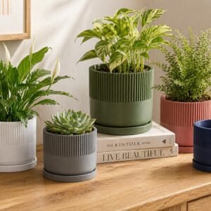 Mid-Century Modern Planter Pot | Custom colours | Stylish design | Drip Tray and Drainage Holes