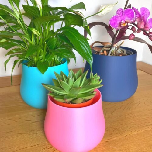image_02 3D Printed Colorful Planter: Bulbous Indoor Plant Pot, Modern Decor