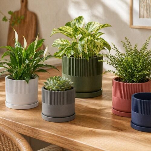 image_02 Mid-Century Modern Planter Pot | Custom colours | Stylish design | Drip Tray and Drainage Holes