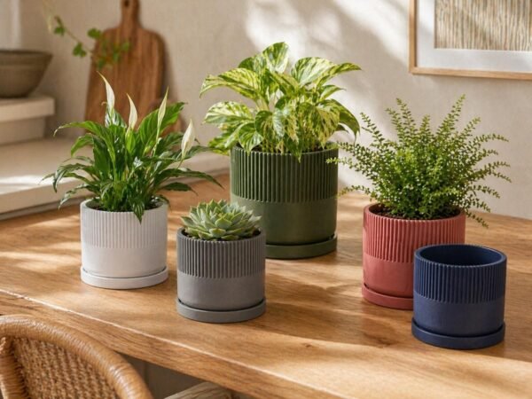 image_02 Mid-Century Modern Planter Pot | Custom colours | Stylish design | Drip Tray and Drainage Holes