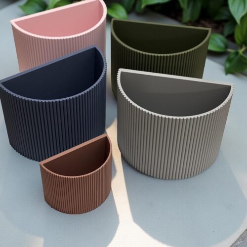 image_05 Ribbed wall mounted planter | Hidden wall mount and drip tray | Stylish design | Custom Colours