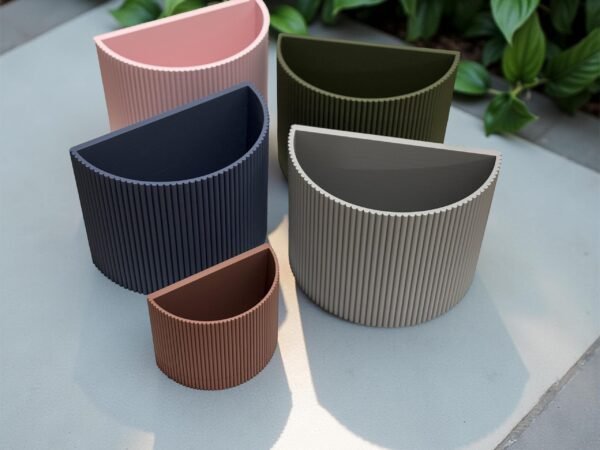 image_05 Ribbed wall mounted planter | Hidden wall mount and drip tray | Stylish design | Custom Colours
