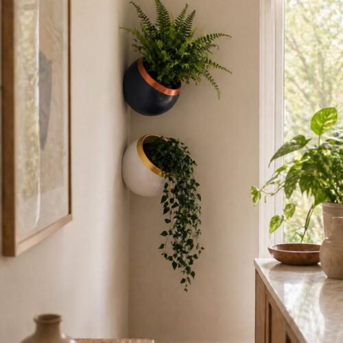 image_05 Spherical Corner Planter: Two-Tone Wall-Mounted Plant Pot