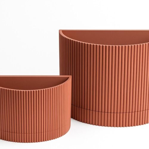 image_06 Ribbed wall mounted planter | Hidden wall mount and drip tray | Stylish design | Custom Colours