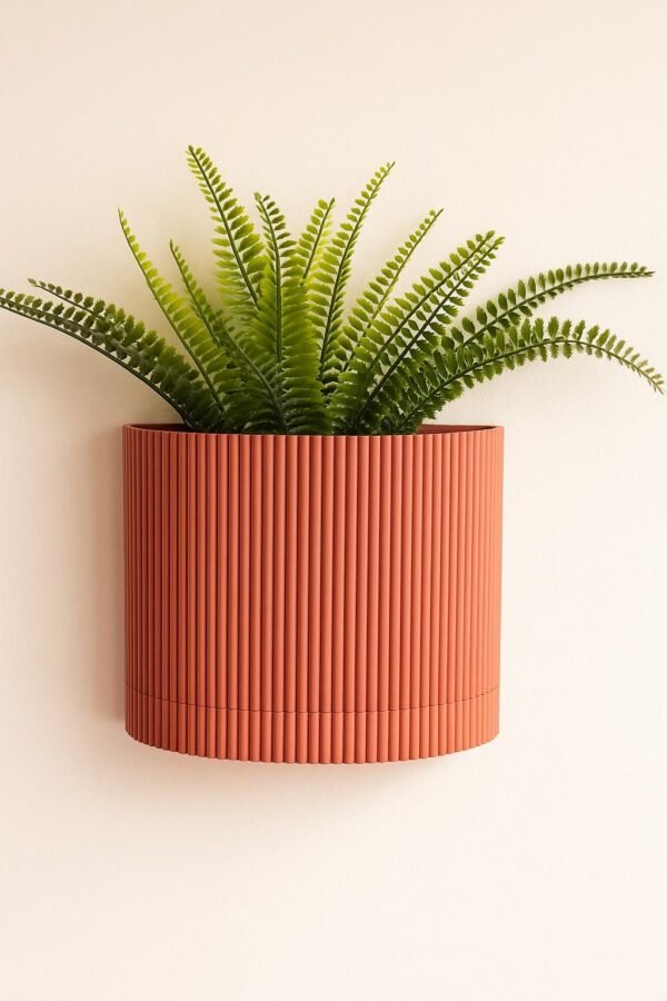 image_07 Ribbed wall mounted planter | Hidden wall mount and drip tray | Stylish design | Custom Colours