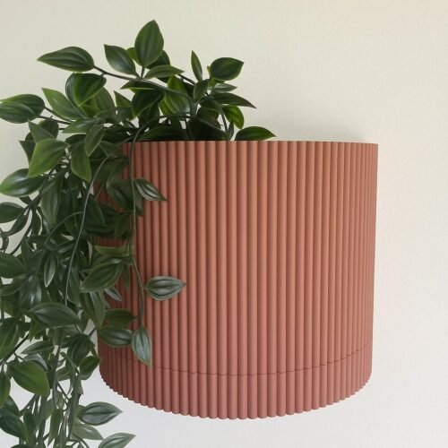 image_08 Ribbed wall mounted planter | Hidden wall mount and drip tray | Stylish design | Custom Colours