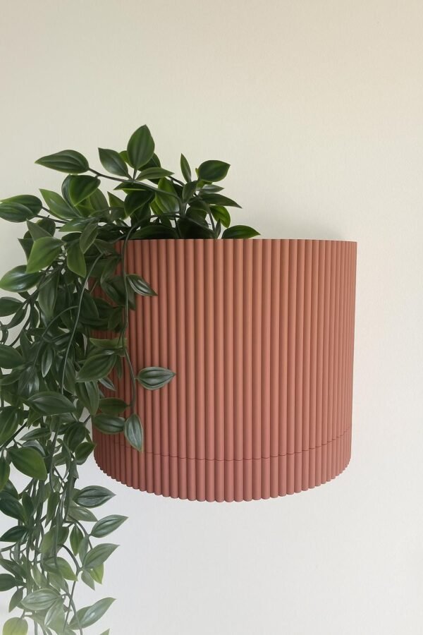 image_08 Ribbed wall mounted planter | Hidden wall mount and drip tray | Stylish design | Custom Colours