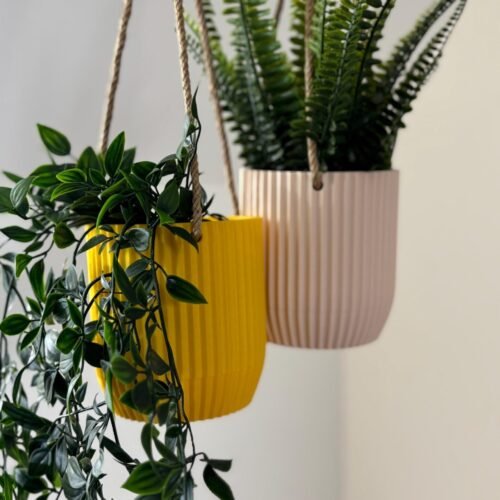 image_03 Modern Minimalist Hanging Planter with Hidden Removable Drip Tray for Drainage